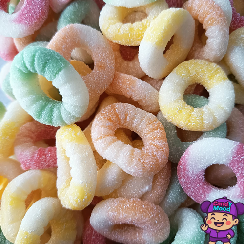 Bonbons Anneaux Arlequin Acides Lutti – gélifiés acidulés – 100 g CandYMood