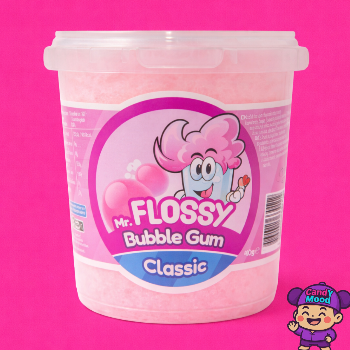 Barbe à Papa Bubble Gum Mr Flossy – sans gélatine – pot 40 g CandYMood