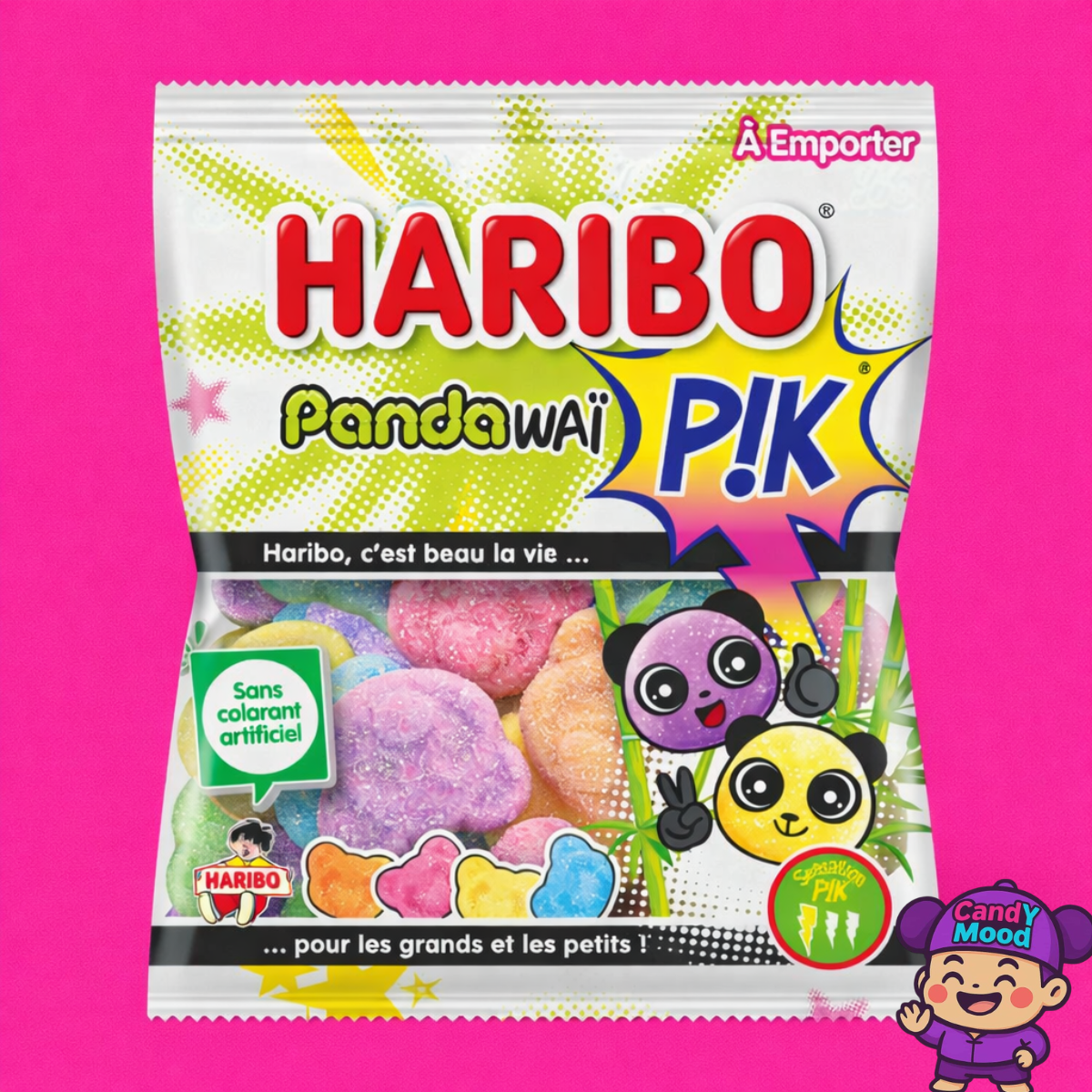 Bonbons PandaWai acides Haribo en sachet – gélifiés fruités – 100 g CandYMood